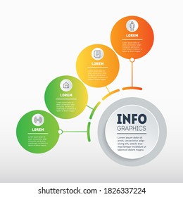 Template of diagram. Infographic of technological or education process with 4 steps. Brochure design template. Quarterly report. Business presentation concept with four options. Vector.