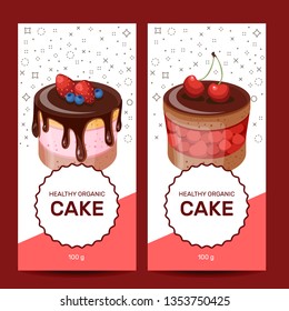 Template with different desserts with fruits. For your design, announcements, posters, restaurant menu. 