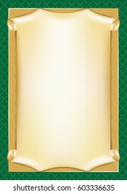 Template for diploma, certificate, card with scroll and decorative background patterns. Mesh is used.