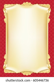Template for diploma, certificate, card with scroll and decorative background patterns. Mesh is used.