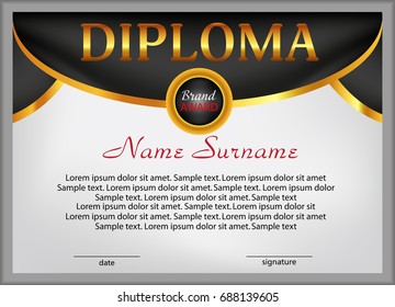 Template diploma or certificate. Elegant design. Vector illustration.