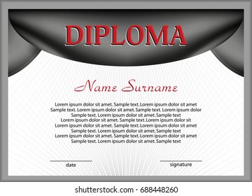 Template diploma or certificate . Vector illustration.