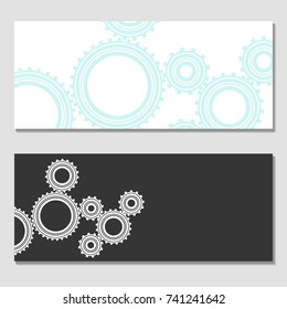 Template for discount card, coupon, corporate certificate, ticket, gift voucher. Vector. Abstract background for invitation. Gear.
