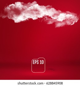 Template for display or montage of product. Cloud and red color studio room  background. Business backdrop.  Vector illustration