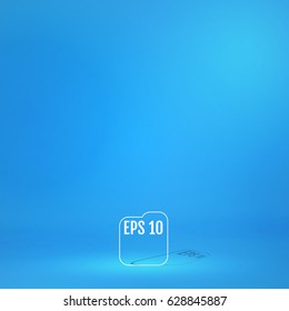 Modelo para exibição ou montagem do produto. Fundo da sala de estúdio de cor azul vazia. Fundo de negócios. Conceito de design de material. Ilustração vetorial