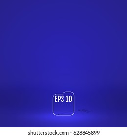 Template for display or montage of product. Empty blue color studio room background. Business backdrop. Material design concept. Vector illustration