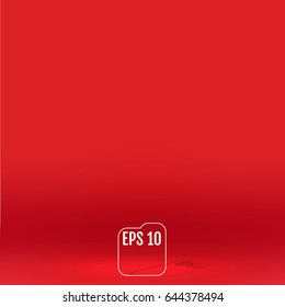 Template for display or montage of product. Empty red color studio room background. Business backdrop. Material design concept. Vector illustration