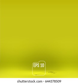 Template for display or montage of product. Empty yellow color studio room background. Business backdrop. Material design concept. Vector illustration