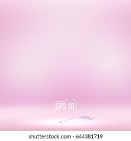 Template for display or montage of product. Empty pink color studio room background. Business backdrop. Material design concept. Vector illustration