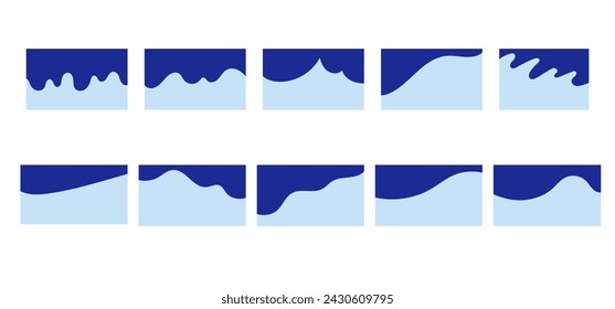 Template of dividers shapes for website, app. Curve Lines, Wave Collection. Abstract vector design element for top, bottom page.