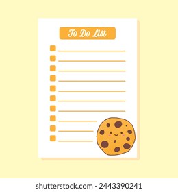 template to do list with cookies kawaii hand drawn illustration