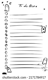 Template of to do list with ink scribles. Doodle elements on border 