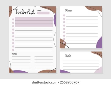 Template of to do list, note, memo in Mocha Mousse color 2025. Vector illustration for agenda, planners, checklists, notebooks, cards and other stationery. Layout in A5.