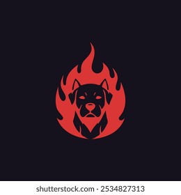 Template for a Dog with Flames Logo Design