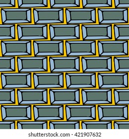 Template doodle brick wall seamless pattern.Vector Illustration with ceramic tile.