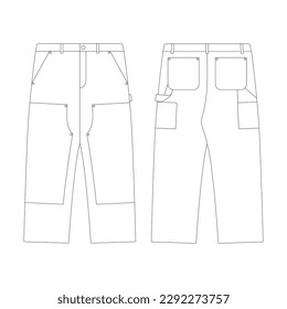 template double knee pants vector illustration flat design outline clothing collection