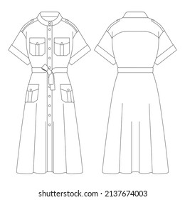 Vestido de plantilla con ilustración vectorial subalambre diseño plano de la colección de ropa
