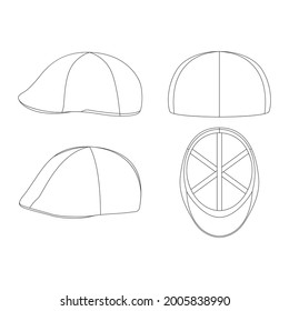 Template duckbill ivy hat vector illustration flat sketch design outline headwear