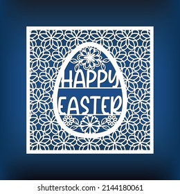 Template easter card for laser cut, paper, wood cut, glowforge file. Stencil for easter greeting card. Vector file for cnc. 