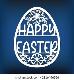 Template easter egg for laser cut, paper, wood cut, glowforge file. Stencil for easter decor home. Vector file for cnc. 