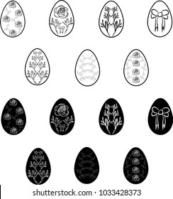 Template of Easter eggs. Ornament painted on Easter eggs. Vector