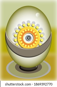 Template for Easter greeting card or invitation. Vector Illustration.