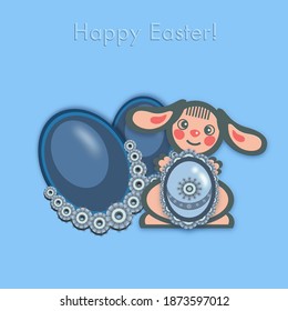 Template for Easter greeting card or invitation. Vector Illustration.