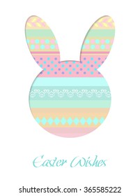 Template Easter greeting card with easter pattern, vector illustration.Card with Easter rabbit 