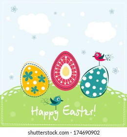 Template Easter greeting card, vector illustration
