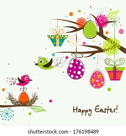 Template Easter greeting card, vector illustration