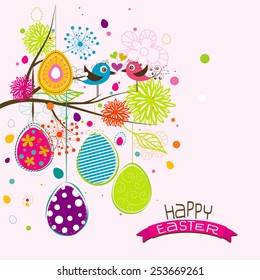 Template Easter greeting card, vector illustration