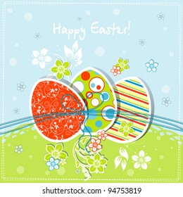 Template Easter greeting card, vector illustration