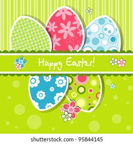 Template Easter greeting card, vector illustration. Happy Easter!