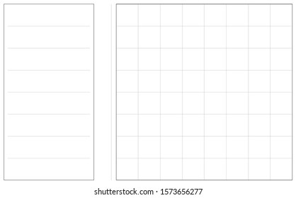 Template with editable lines and grids areas for notes. Abstract editable mockup design of the note-taking grid paper.
