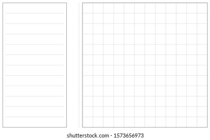 Template with editable lines and grids areas for notes. Abstract editable mockup design of the note-taking grid paper.