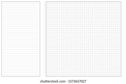 Template with editable lines and grids areas for notes. Abstract editable mockup design of the note-taking grid paper.