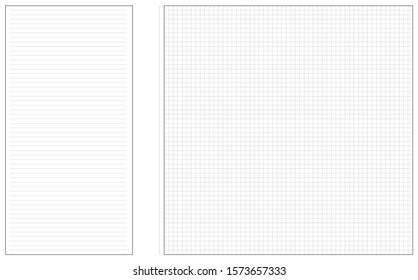 Template with editable lines and grids areas for notes. Abstract editable mockup design of the note-taking grid paper.