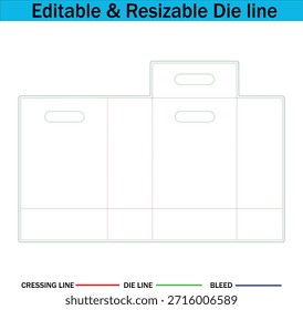 Template with editable and resizable die line isolated