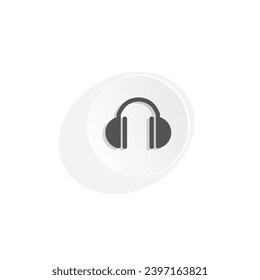 Template and Editable Vector of Flat Headphone Icon, Earphone Logo, or Music or Headset Symbol Isolated on White Circle Background