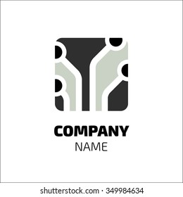 Template of electronics logotype. Computer branding elements. Technology symbols