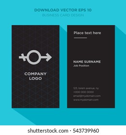 Template of elegant business card for wedding services company with gray couple vector on black background, vertical with cyan long shadow