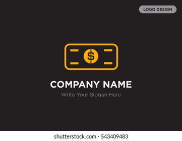 Template of elegant business logo for currency exchange services company with gray bond vector on black background