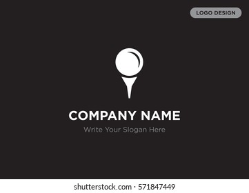 Template of elegant business logo for golf sport club company with white golf ball vector on black background, elegance