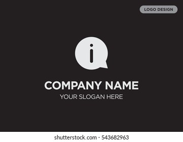 Template of elegant business logo for information centers with gray information vector on black background