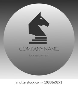 Template of elegant business logo for managment. Horse logo for chess school company. Horse Vector. gradient 