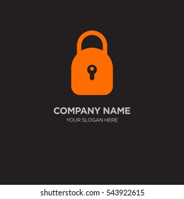 Template of elegant business logo for security services company with gray lock vector on black background