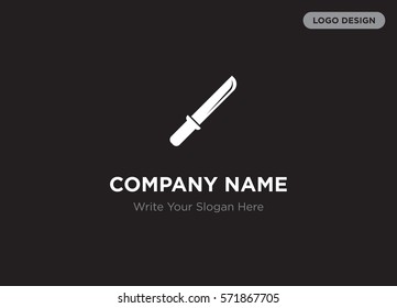 Template of elegant business logo for security, defence, army company with white ancient metal sword vector on black background, elegance
