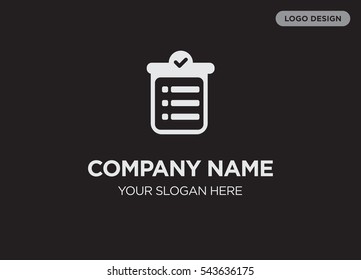 Template of elegant business logo for services company with gray book for notes vector on black background