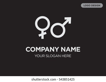 Template of elegant business logo for services company with gray male and female vector on black background