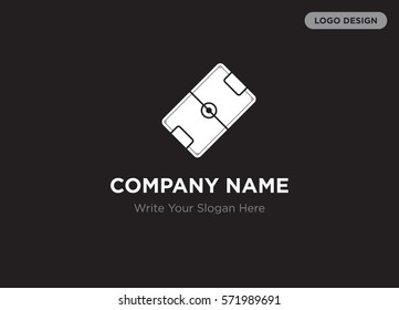 Template of elegant business logo for sport event organizer company with white stadium, court vector on black background